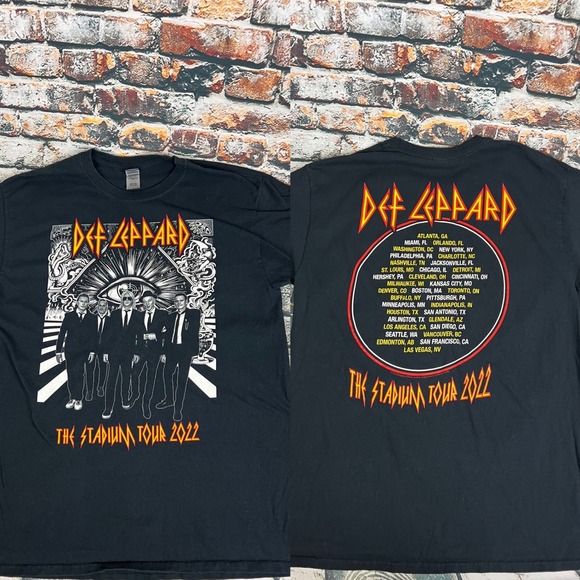 Def Leppard The Stadium Tour 2022 Black Graphic T Shirt Band Tee Concert - Picture 1 of 5